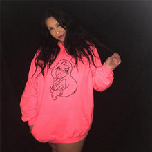 Load image into Gallery viewer, Hugcitar 2019 hooded print baggy sweatshirts autumn winter women pullovers hoodies streetwear loose pink tops