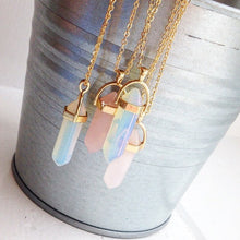 Load image into Gallery viewer, Hot sale Hexagonal Column Quartz Necklaces Pendants Fashion Natural Stone Bullet Pink Crystal Pendant Necklace For Women Jewelry