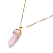 Load image into Gallery viewer, Hot sale Hexagonal Column Quartz Necklaces Pendants Fashion Natural Stone Bullet Pink Crystal Pendant Necklace For Women Jewelry