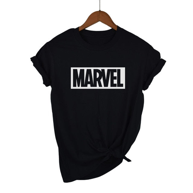 2018 Fashion Harajuku Casual Women's T-Shirts Punk Rock MARVEL ts Cotton tumblr tshirt Casual Hipster For Famale Top