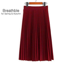Load image into Gallery viewer, SheBlingBling Spring Autumn Fashion Women&#39;s High Waist Pleated Solid Color Half Length Elastic Skirt Promotions Lady Black Pink