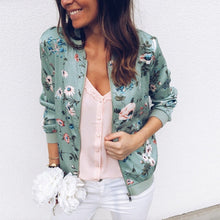 Load image into Gallery viewer, Print Bomber Jacket Women Flowers Zipper Up Retro Coat Spring 2019 Summer Long Sleeve Basic Plus Size Short Biker Jackets Female