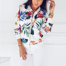 Load image into Gallery viewer, Print Bomber Jacket Women Flowers Zipper Up Retro Coat Spring 2019 Summer Long Sleeve Basic Plus Size Short Biker Jackets Female