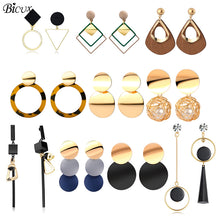 Load image into Gallery viewer, BICUX Vintage Acrylic Statement Drop Earrings for Women 2019 Fashion Jewelry Korean Metal Geometric Gold Hanging Dangle Earring