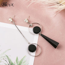 Load image into Gallery viewer, BICUX Vintage Acrylic Statement Drop Earrings for Women 2019 Fashion Jewelry Korean Metal Geometric Gold Hanging Dangle Earring