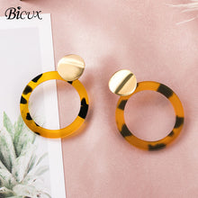 Load image into Gallery viewer, BICUX Vintage Acrylic Statement Drop Earrings for Women 2019 Fashion Jewelry Korean Metal Geometric Gold Hanging Dangle Earring