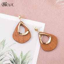 Load image into Gallery viewer, BICUX Vintage Acrylic Statement Drop Earrings for Women 2019 Fashion Jewelry Korean Metal Geometric Gold Hanging Dangle Earring