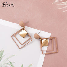 Load image into Gallery viewer, BICUX Vintage Acrylic Statement Drop Earrings for Women 2019 Fashion Jewelry Korean Metal Geometric Gold Hanging Dangle Earring