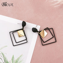Load image into Gallery viewer, BICUX Vintage Acrylic Statement Drop Earrings for Women 2019 Fashion Jewelry Korean Metal Geometric Gold Hanging Dangle Earring
