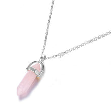 Load image into Gallery viewer, Hot sale Hexagonal Column Quartz Necklaces Pendants Fashion Natural Stone Bullet Pink Crystal Pendant Necklace For Women Jewelry